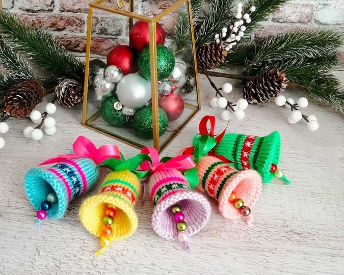 K007 Bells decor New Year Christmas pattern Amigurumi