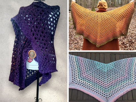 Häkelanleitung für ein Fünfeck Tuch Purple Dream