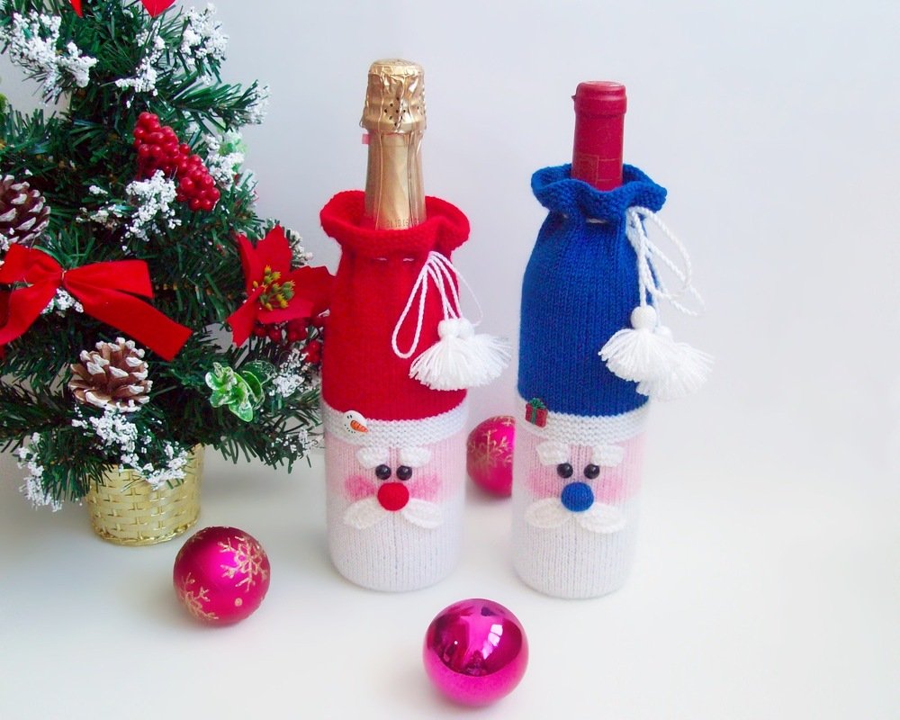K001 Santa bottle covers for wine and champagne Christmas decor New Year
