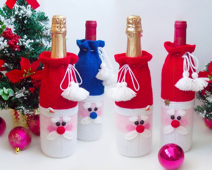K001 Santa bottle covers for wine and champagne Christmas decor New Year