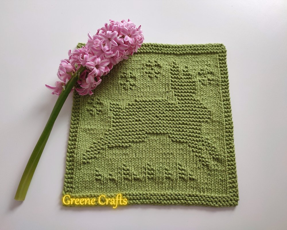 Bunny Dishcloth or Washcloth - Easter Knitting Pattern for Beginners