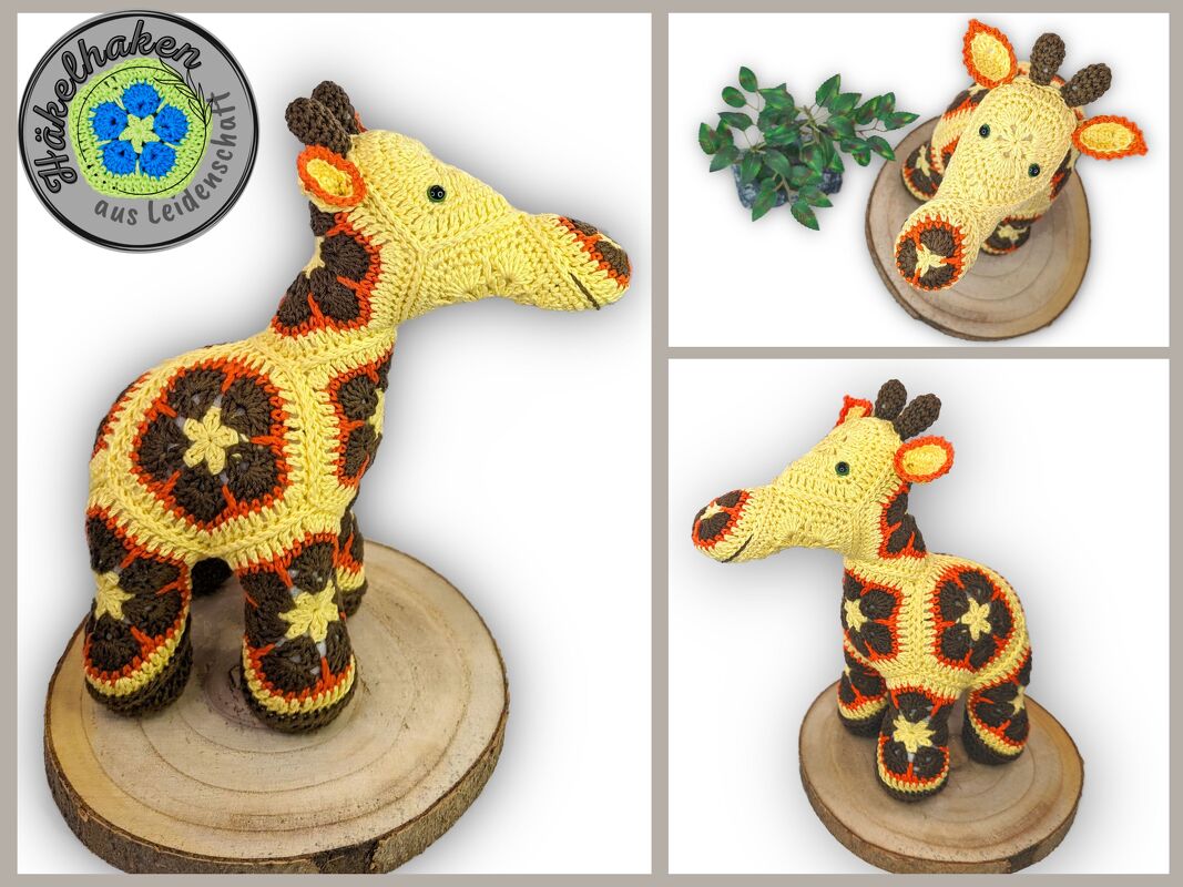 Baby-Giraffe with African Flowers crochetpattern PDF DYN
