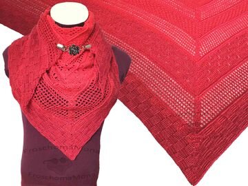 Dreieckstuch häkeln Häkeltuch „Red Sea“ Tuch elegant rot Glitzer Mustermix