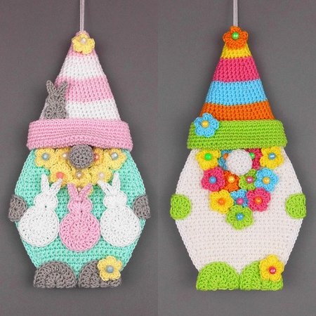 Easter gnome & spring gnome door decoration - easy from scraps of yarn