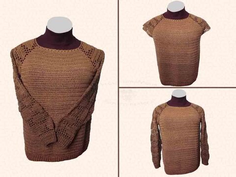 RVO Pullover Tunika „ Kordofan “ Ärmel Lochmuster Anleitung Raglan von oben