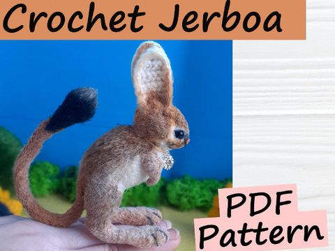 Miniature Jerboa Crochet pattern, Realistic animal toy, Rodent toys