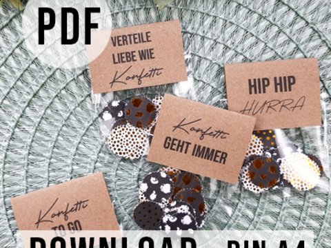 DOWNLOAD Gastgeschenk Konfetti Banderole für Konfetti DIN A4