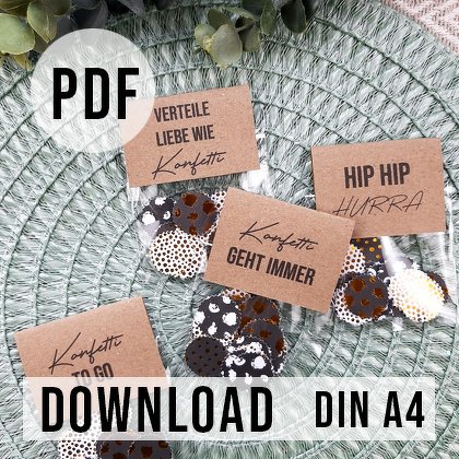 DOWNLOAD Gastgeschenk Konfetti Banderole für Konfetti DIN A4