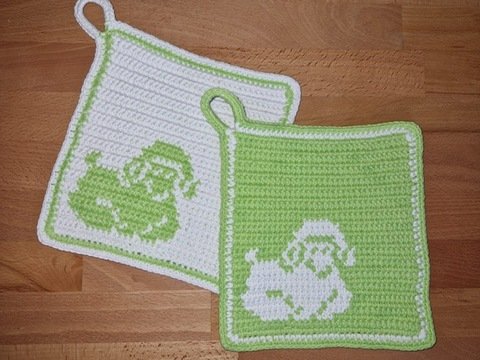 Häkelanleitung Topflappen Lamm