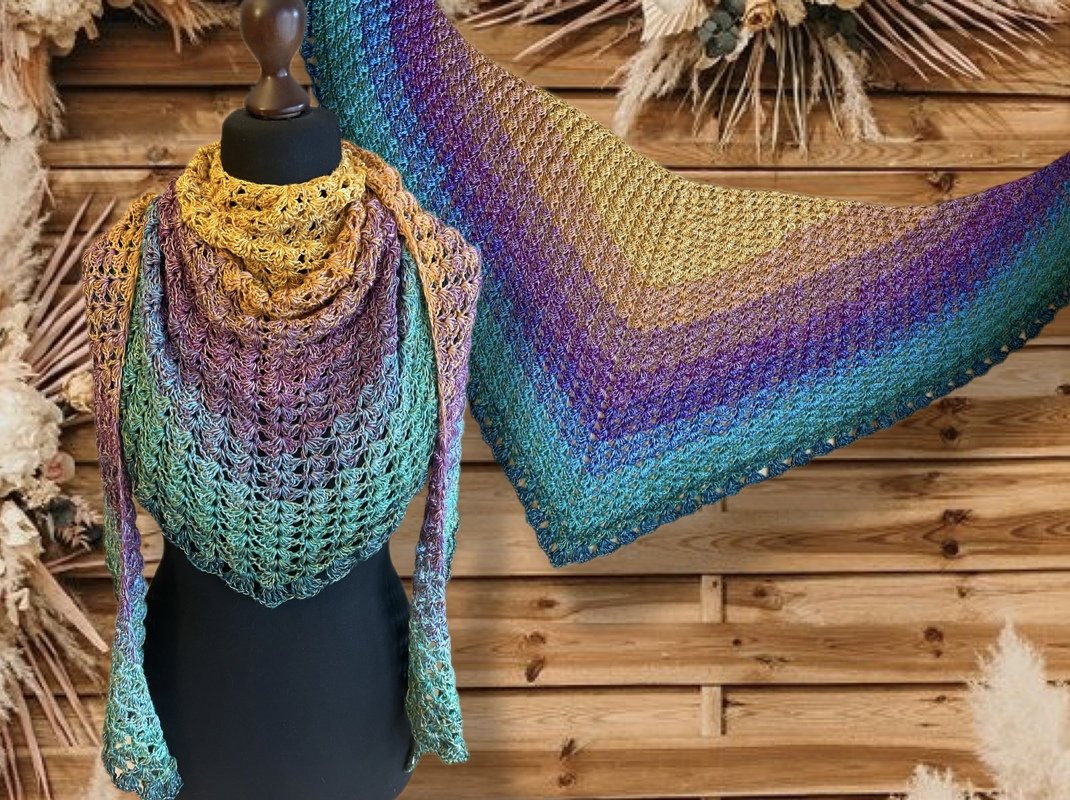 Muschelina-Häkelanleitung für ein tiefes Dreieckstuch - Bild 3