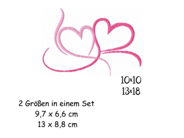 Stickdatei Herz Doppelherz 10x10 13x18 Hochzeit Liebe Valentinstag Hochzeit