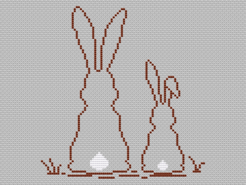 Kreuzstichvorlage Hasen, Osterhasen - süße Häschen für frühlingshafte Deko