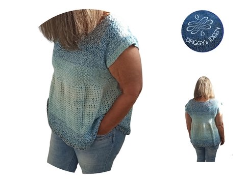 Häkelanleitung Shirt Tunika „blauwe zomertuniek“