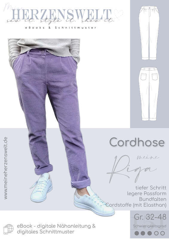 Cordhose – eBook Schnittmuster Gr. 32-48 – Riga #151