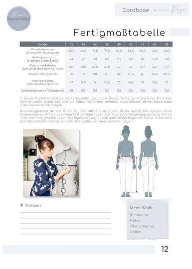 Cordhose – eBook Schnittmuster Gr. 32-48 – Riga #151