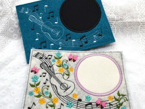 Stickdatei Mugrug Untersetzer Musik Gitarre Noten