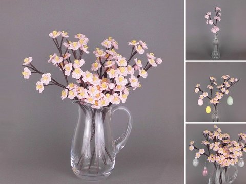 Kirschblüten-Zweige als Frühlingsdeko häkeln, auch für Anfänger