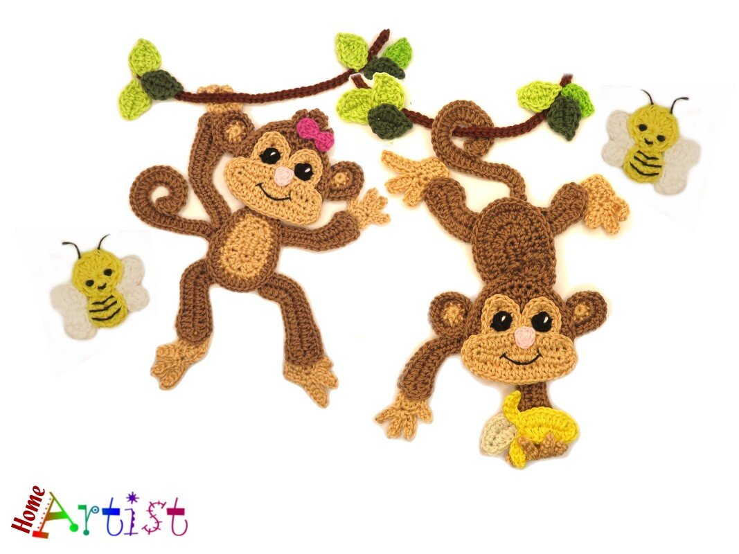 Monkey crochet applique - Image 2