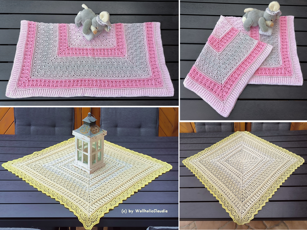 2 in 1 Häkelanleitung Babydecke oder Mitteldecke "Kleopatra"