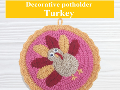 Round potholder crochet pattern, Crochet turkey toy, Thanksgiving
