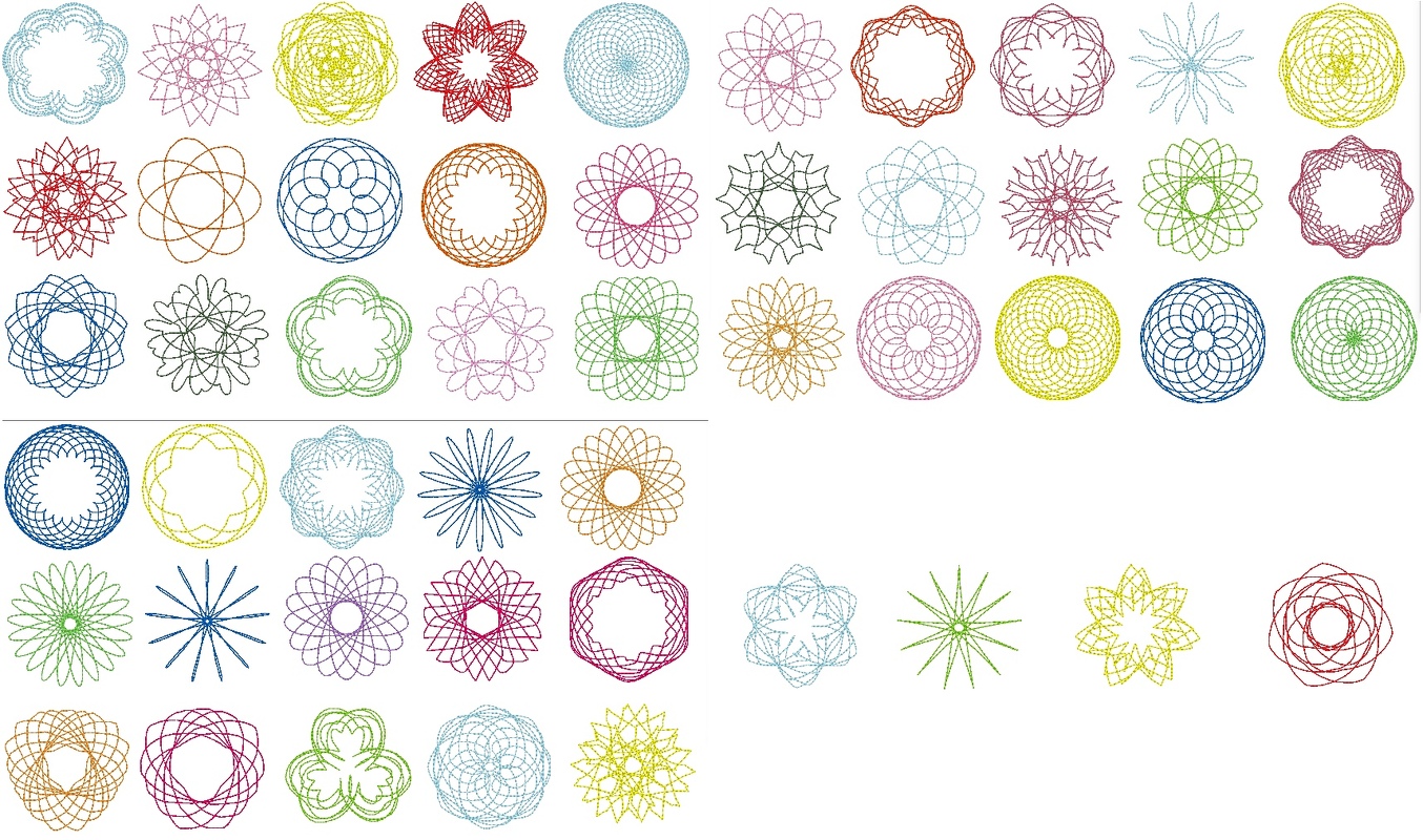 Stickdatei - 49 Zirkel Mandala Blumen 8 bis 10cm Teil 1