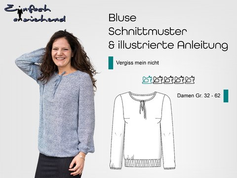 Schnittmuster Bluse Vergiss mein nicht Gr. 32 - 62 Damen