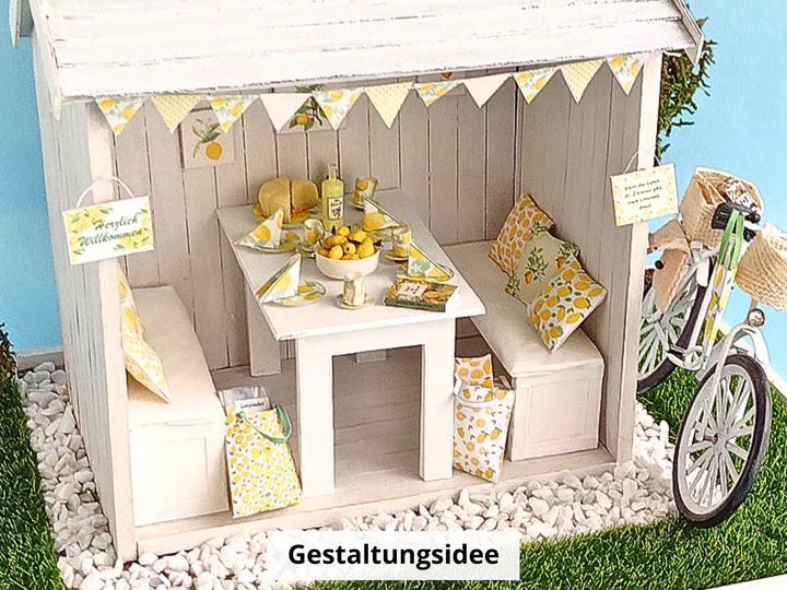 Miniatur-Zitronenstand-Einrichtung 1:12 Bastelbögen & Anleitung