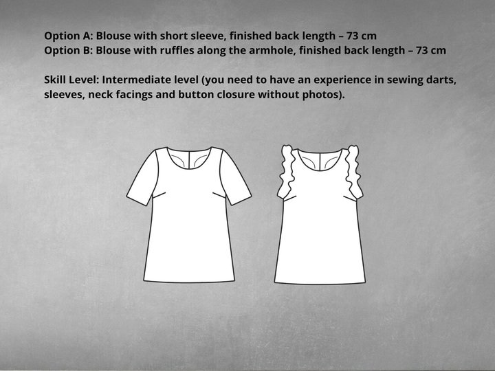 A-line Blouse Pattern PDF Sewing Patterns Tops Sewing Patterns Top Pattern