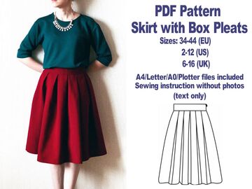 Pleated Skirt Pattern Vintage Sewing Patterns PDF Skirt Sewing Pattern