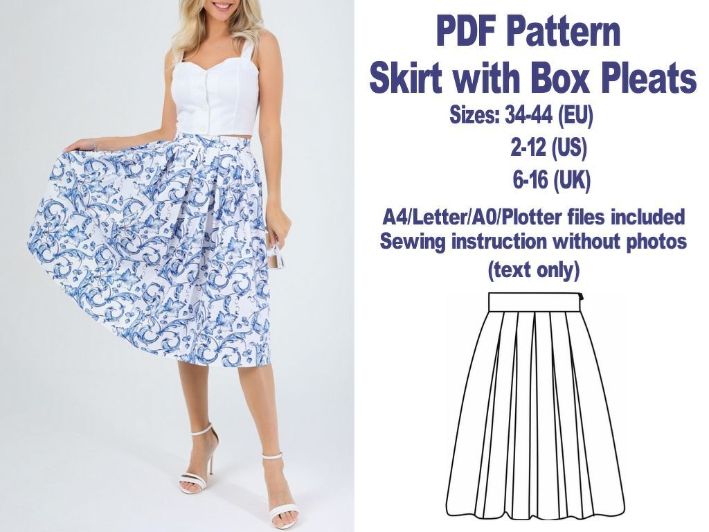 Pleated Skirt Pattern Vintage Sewing Patterns PDF Skirt Sewing Pattern - Image 3