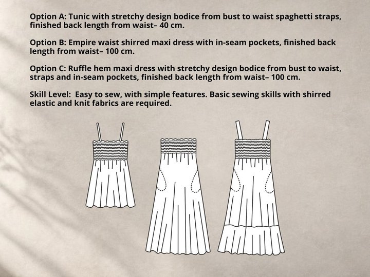 Plus Size Dress Pattern PDF Sewing Patterns PDF Shirred Maxi Dress Pattern