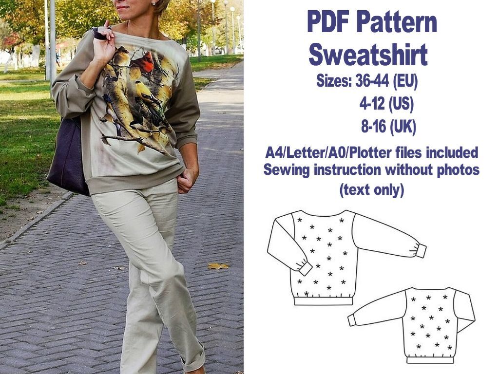 Sweatshirt Sewing Pattern PDF Sewing Patterns Women Pattern Girl Patterns - Image 5