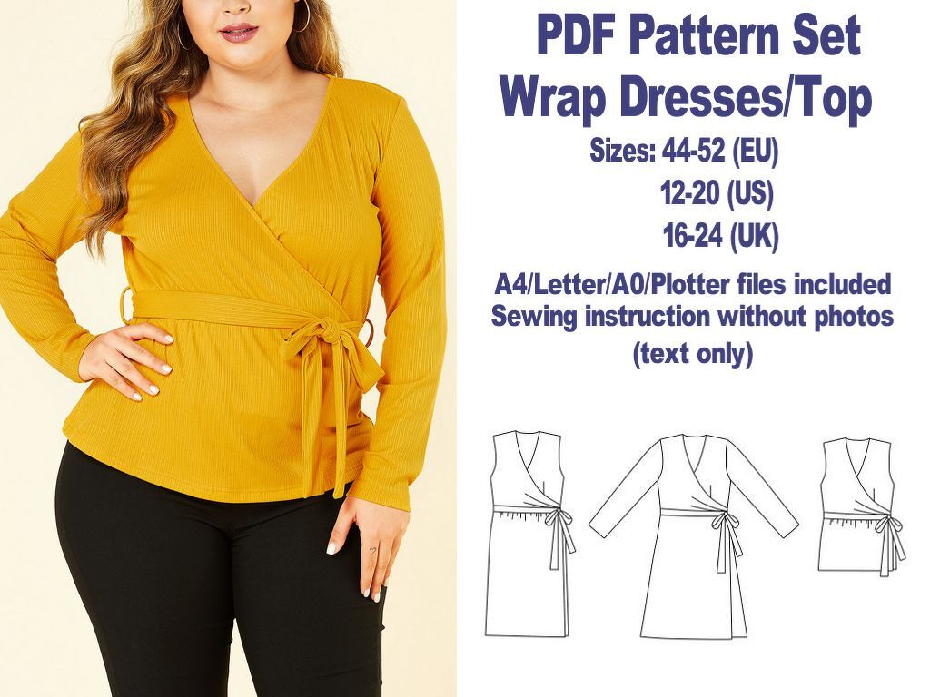 Wrap Dress Pattern Sewing Patterns Women Wrap Top Pattern PDF Patterns - Image 8