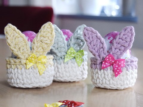 + STUPSI + Mini- Hasen- Körbchen häkeln, süße Kleinigkeit für Ostern