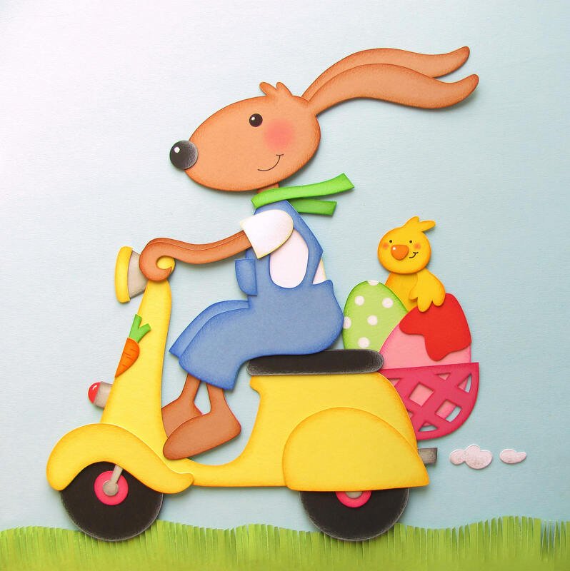 Bastelvorlage Fensterbild Osterhase auf dem Roller, Fensterbild Ostern - Bild 7