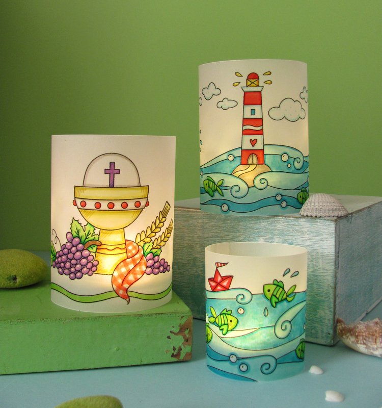 Ausmalvorlage Windlichter für Kommunion oder Konfirmation - Bild 5