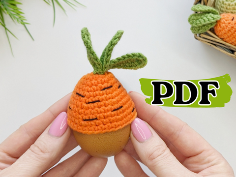 Crochet Carrot Easter Egg Cozy, egg cover crochet pattern