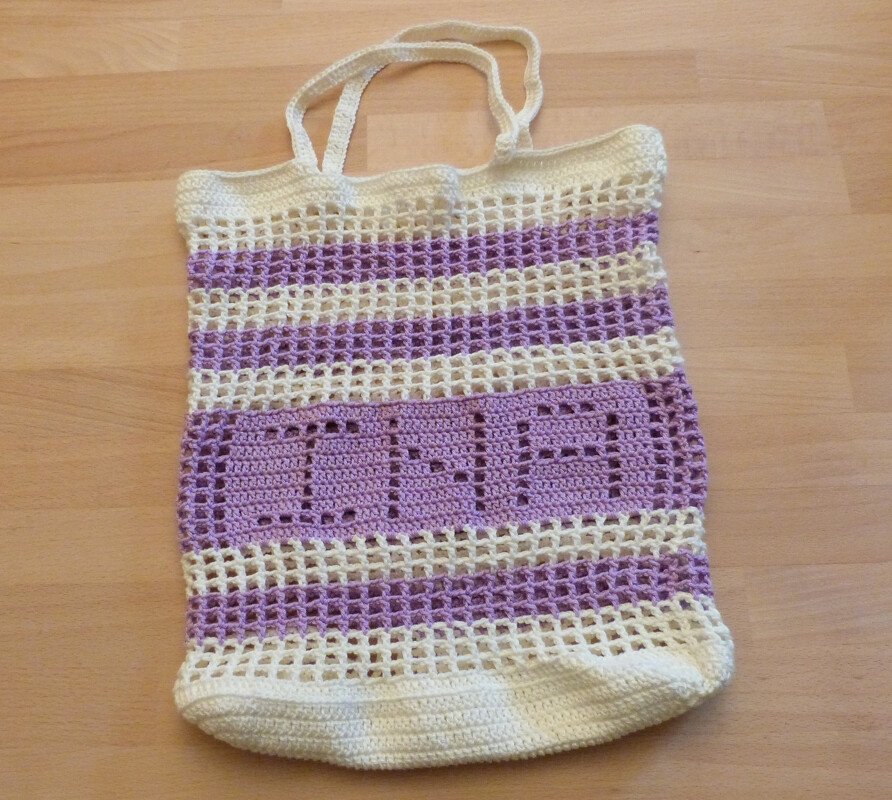 Häkelanleitung für einen Einkaufsbeutel mit Name