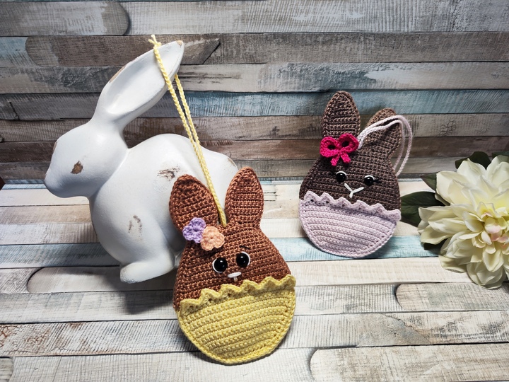 Häkelanleitung "Häschen im Osterei" (Tür/Ast/Fensterhänger/Blumenstecker)