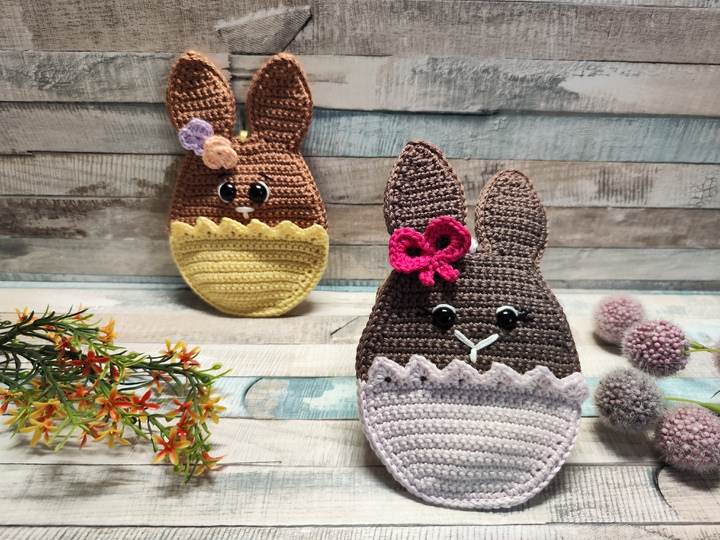 Häkelanleitung "Häschen im Osterei" (Tür/Ast/Fensterhänger/Blumenstecker)