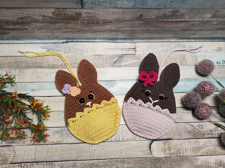 Häkelanleitung "Häschen im Osterei" (Tür/Ast/Fensterhänger/Blumenstecker)