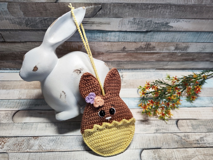 Häkelanleitung "Häschen im Osterei" (Tür/Ast/Fensterhänger/Blumenstecker)