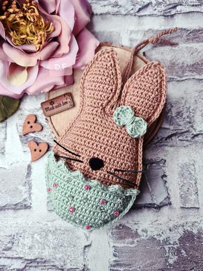 Häkelanleitung "Häschen im Osterei" (Tür/Ast/Fensterhänger/Blumenstecker)