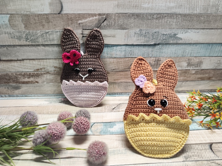 Häkelanleitung "Häschen im Osterei" (Tür/Ast/Fensterhänger/Blumenstecker)