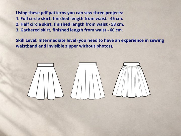 Circle Skirts Patterns PDF Sewing Pattern Women Clothes Sewing Patterns