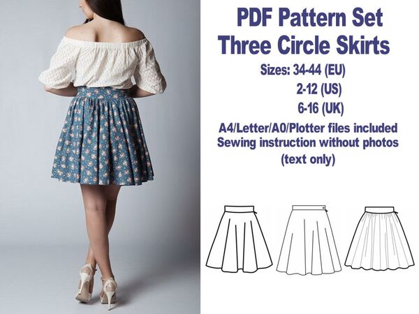 Circle Skirts Patterns PDF Sewing Pattern Women Clothes Sewing Patterns