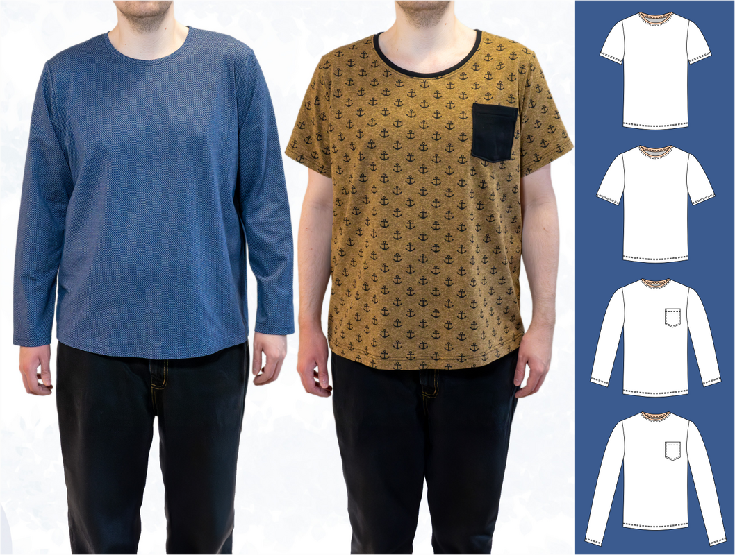 Sam Men’s Basic Shirt – 4 Sleeves & 2 Necklines EU 44–60 / US S–XXL