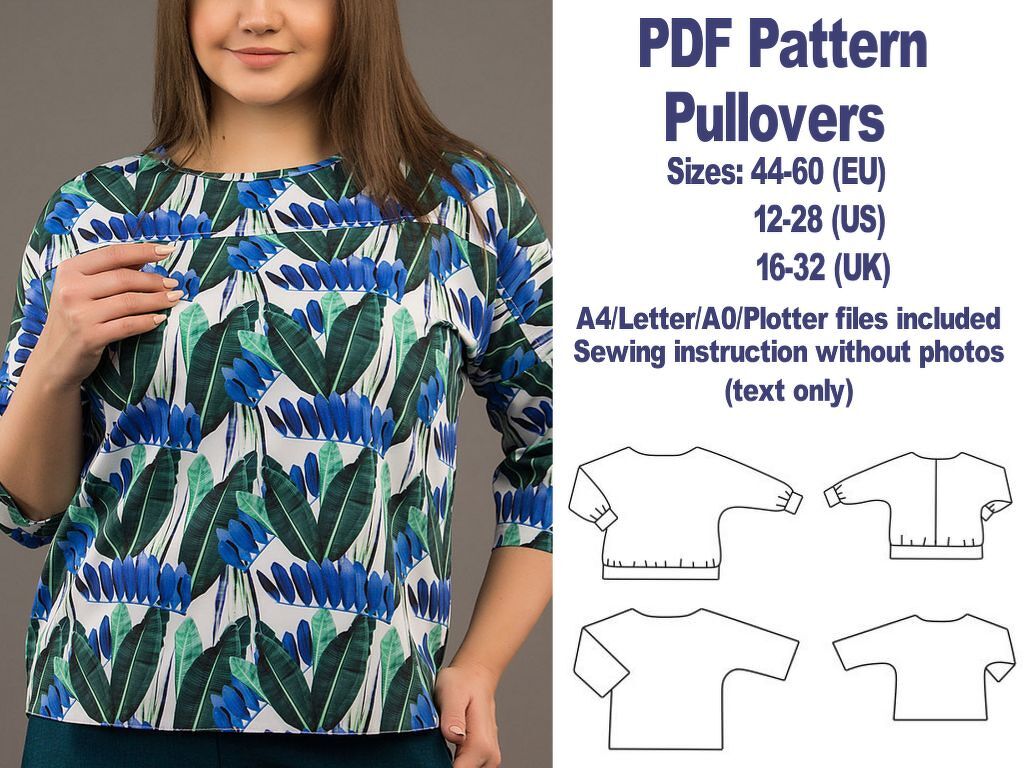 Pullover Pattern PDF Sweatshirt Sewing Pattern Plus Size Sewing Patterns - Image 4