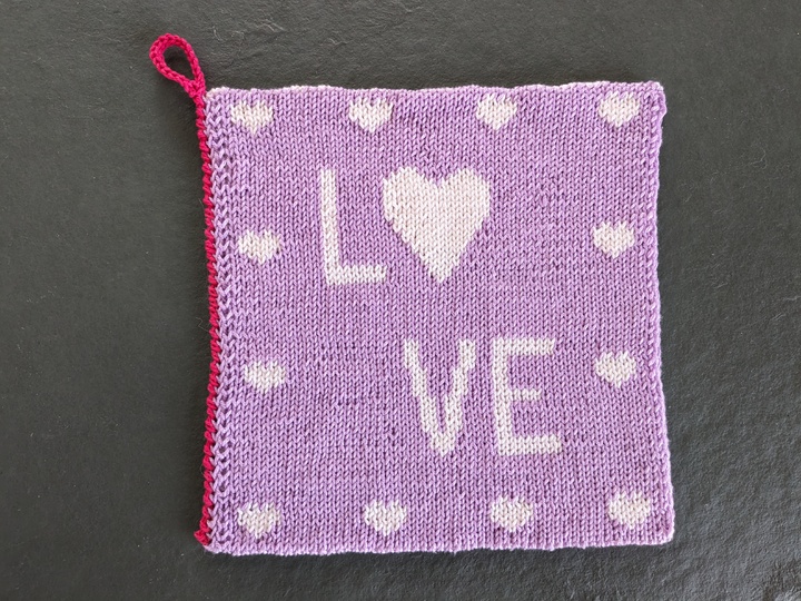 Double knitting pattern potholders "Rose Love"
