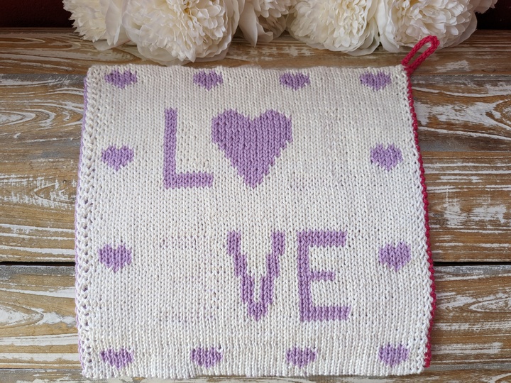 Double knitting pattern potholders "Rose Love"